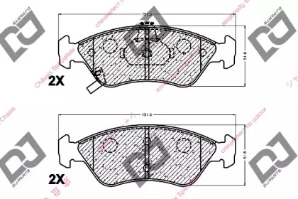 Комплект тормозных колодок DJ PARTS BP1107